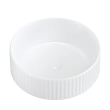 Kiora 360mm Fluted White Round Ceramic Above Counter Basin